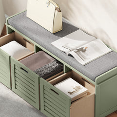 Fynco - 3-Drawer Shoe Storage Bench - Green