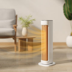 Fynco - 2000W Ceramic Electric Heater with 3 Heat Settings, Timer - White