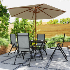 Five-Piece Steel Frame Patio Set - Grey/Black