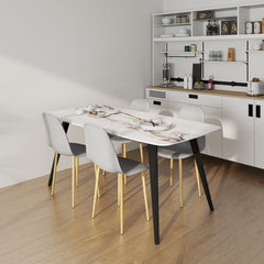 Modern Dining Chairs Set of 4, Kitchen Chairs with Backrest and Steel Legs for Dining Room, Living Room, Grey