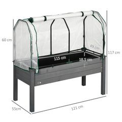 Fynco - Raised Garden Bed Outdoor Elevated Wood Planter Box w/ PE Cover, Dark Grey