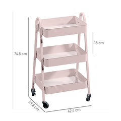 Three-Tier Storage Trolley - Pink