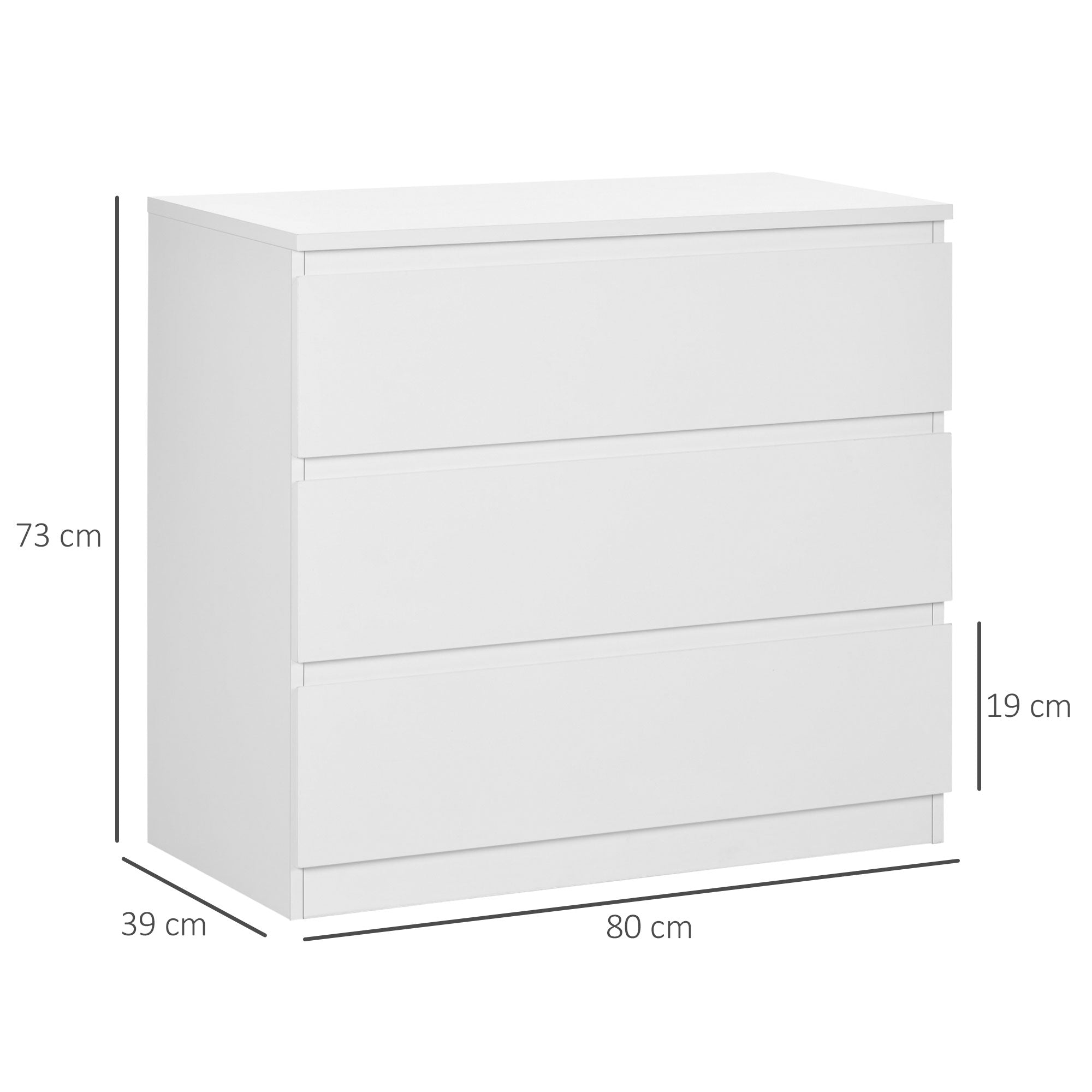Chest of Three Drawers - White