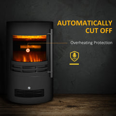 Fynco - 1000W/2000W Freestanding Electric Fireplace, Indoor Heater Fire Stove with Log Burner Effect Flame, Thermostat Control