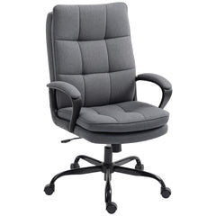 Fynco - Double Padded Linen-Look Office Chair - Charcoal Grey