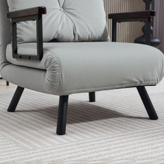 4-in-1 Velvet-Feel Single Chair Bed, with Pillow - Light Grey