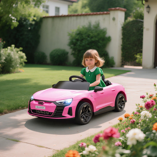Audi Licensed 12V Kids Electric Ride-On, with Remote Control, Suspension System, Lights, Music, Motor - Pink
