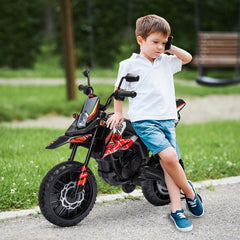 AIYAPLAY 12V Aprilia Licensed Kids Motorbike with Training Wheels, Spring Suspension, LED Headlight, USB, Music, Red/Black