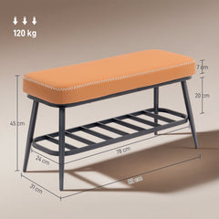 Fynco - PU Leather Shoe Storage Bench - Brown