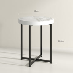 Set of 2 Round Side Table with Metal Legs, Modern End Table Bedside Table for Living Room, Bedroom, White