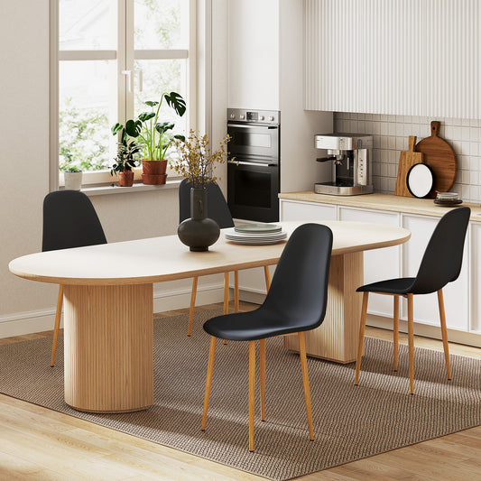 Modern Dining Chairs Set of 4, Kitchen Chairs with Backrest and Steel Legs for Dining Room, Living Room, Black