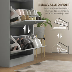 Fynco - Modern Compact Three-Drawer Shoe Storage Cabinet - Grey