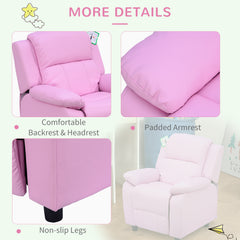 Kids Sofa Armchair Toddler Recliner Children's Chair Lounger Games Chair PU Leather w/ Storage (Pink)