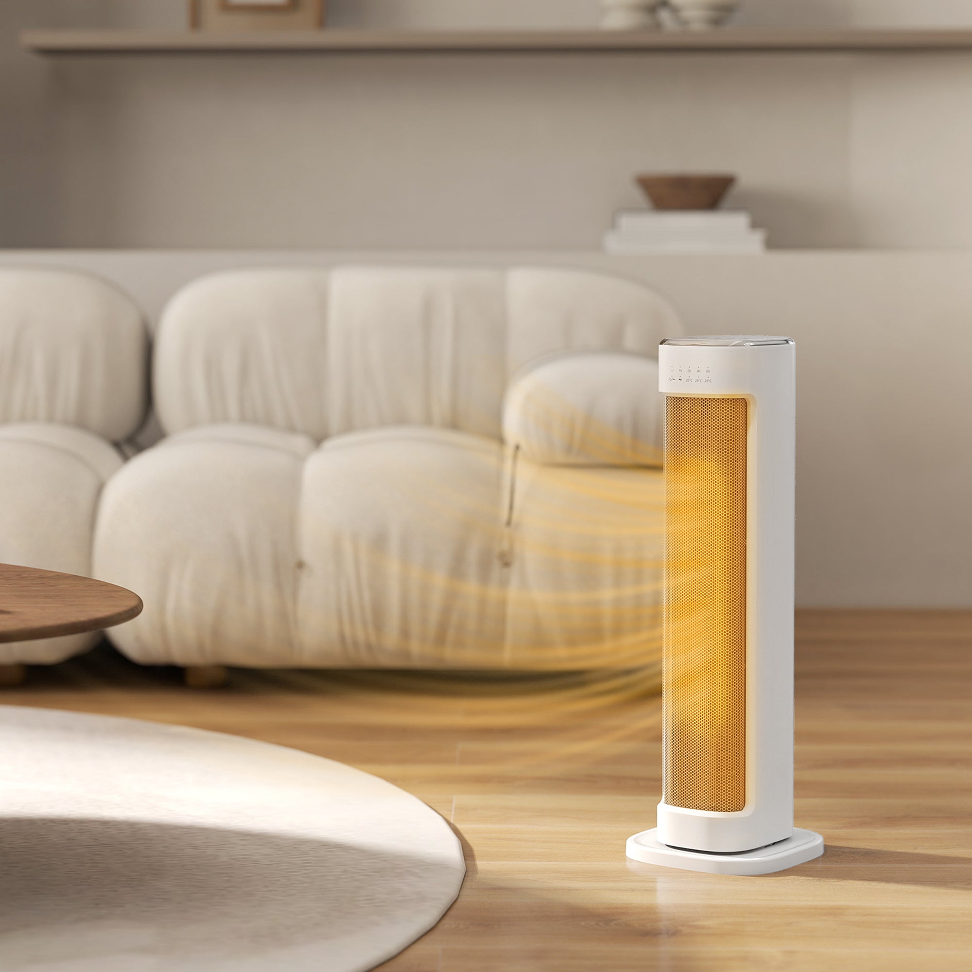 Fynco - 2000W Ceramic Electric Heater with 3 Heat Settings, Timer - White