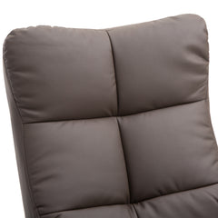 Recliner Armchair, Swivel Reclining Chair With Ottoman, Swivel Faux Leather Chair with Wooden Base and Storage Footstool for Living Room, Brown