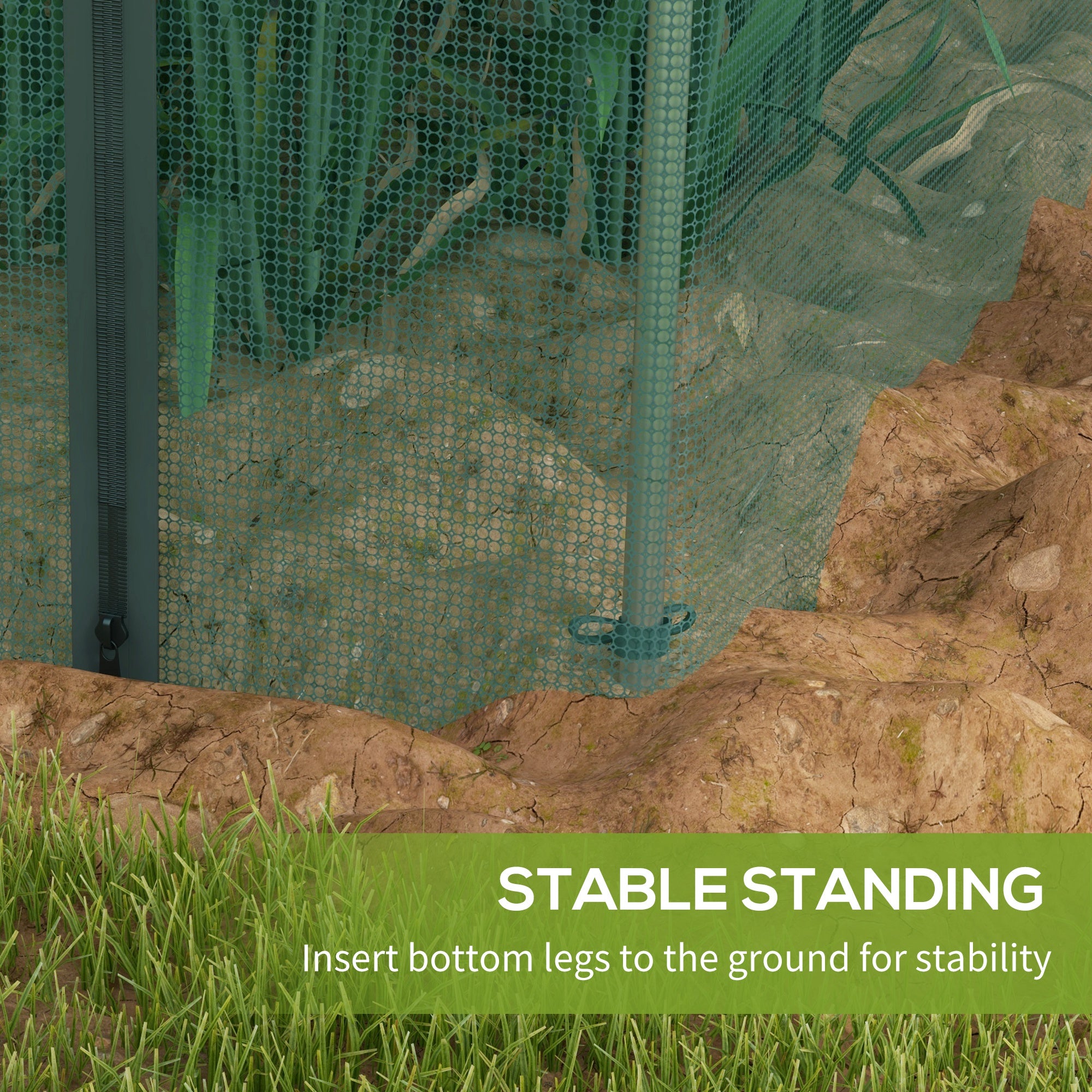 Fynco - 360 x 120cm Galvanised Steel Fruit Cage, Plant Protection Tent with Zipped Door, Green