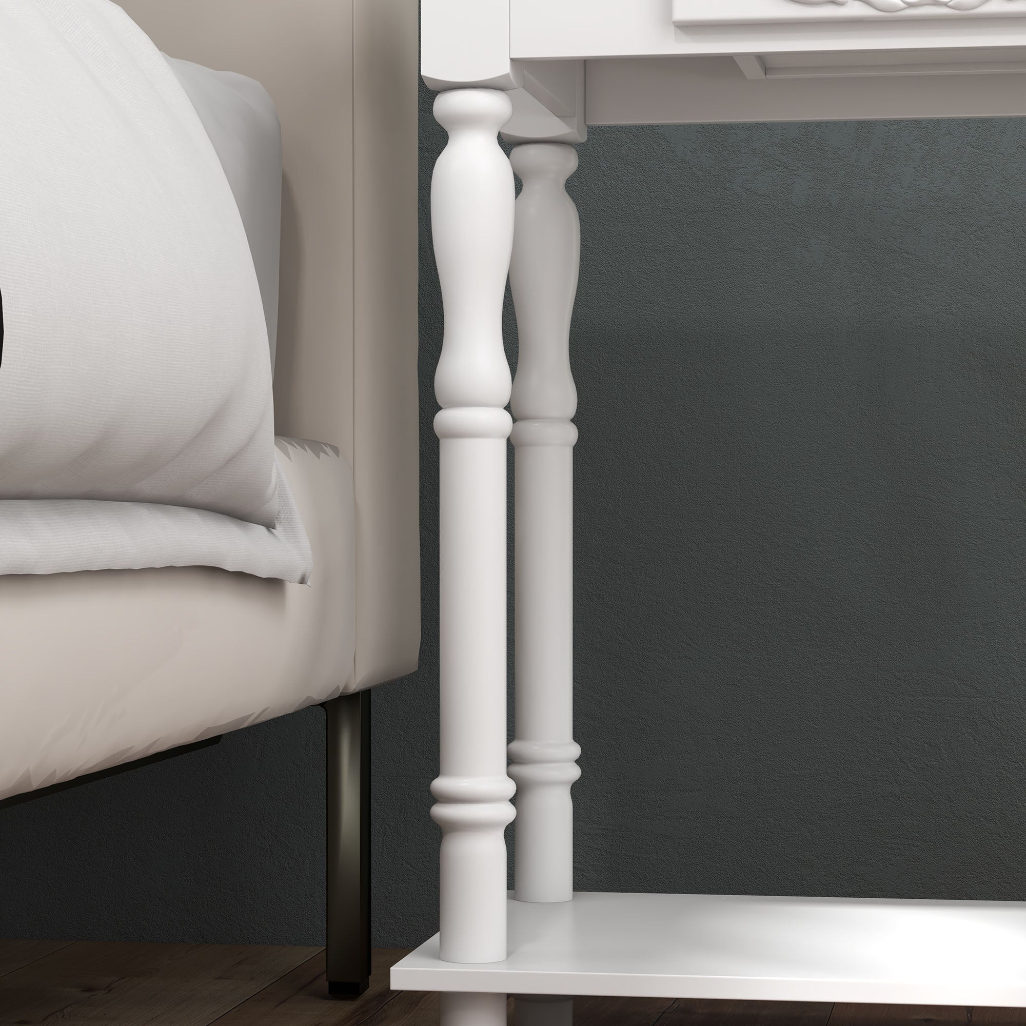 Console Table Modern Sofa Side Desk with Storage Shelves Drawers for Living Room Entryway Bedroom White