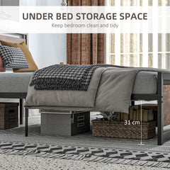 King Size Metal Bed Frame with Headboard & Footboard, Strong Slat Support Full Bed Frame w/ Underbed Storage Space, Bedroom Furniture For Adults