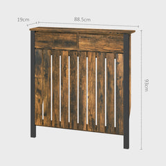 Fynco - 93 x 88.5cm Rustic-Look Radiator Cover - Brown/Black