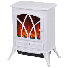 Fynco - 1kW-2kW Vintage Electric Fireplace Heater - White