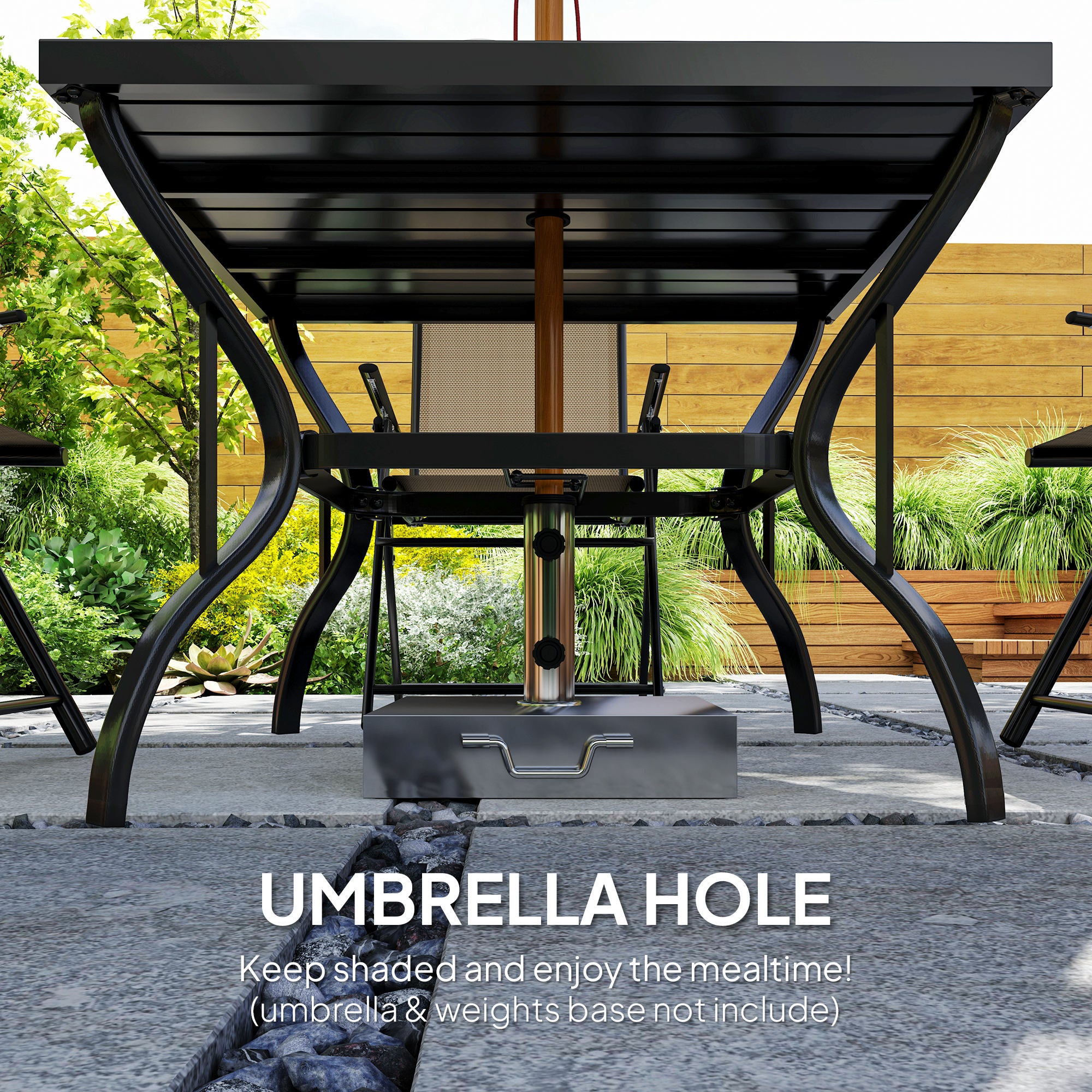 Five-Piece Steel Frame Patio Set - Khaki/Black