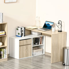 Fynco - L-Shaped Desk, Corner Computer Desk with Storage Drawer, Adjustable Shelf, Cabinet for Home Office and Study, 120 x 92 x 75cm, Oak and White