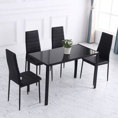 Modern Rectangular Dining Table for 4 People Glass Kitchen Table with Tempered Glass Top and Metal Legs for Dining Room, Living Room (Chairs Not Included)
