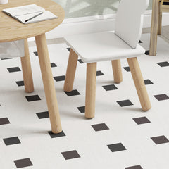 AIYAPLAY 3-Piece Kids Activity Table Set with Centre Mesh Bag, Bear-Shaped Backrest, for Arts and Crafts, Reading, Dining