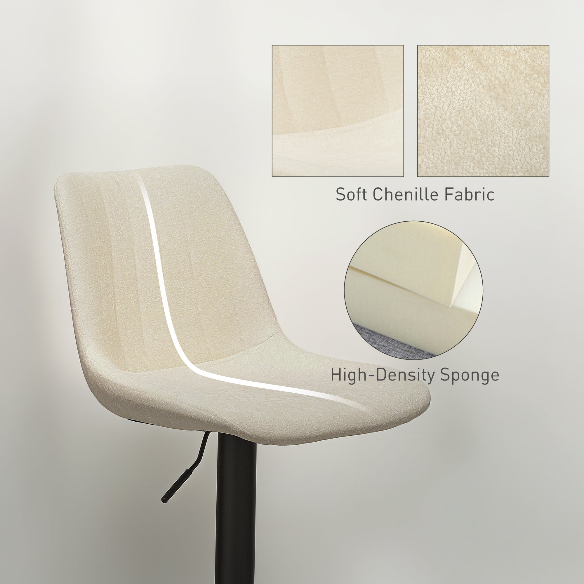 Set of Two Chenille-Feel Tub Bat Stools - Beige