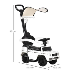 3 in 1 Kids Children Ride on Push Car Toddler Sliding Car G350 Licensed Walker Foot to Floor Slider Push-Along with Horn Steering Wheel NO POWER Manual, White