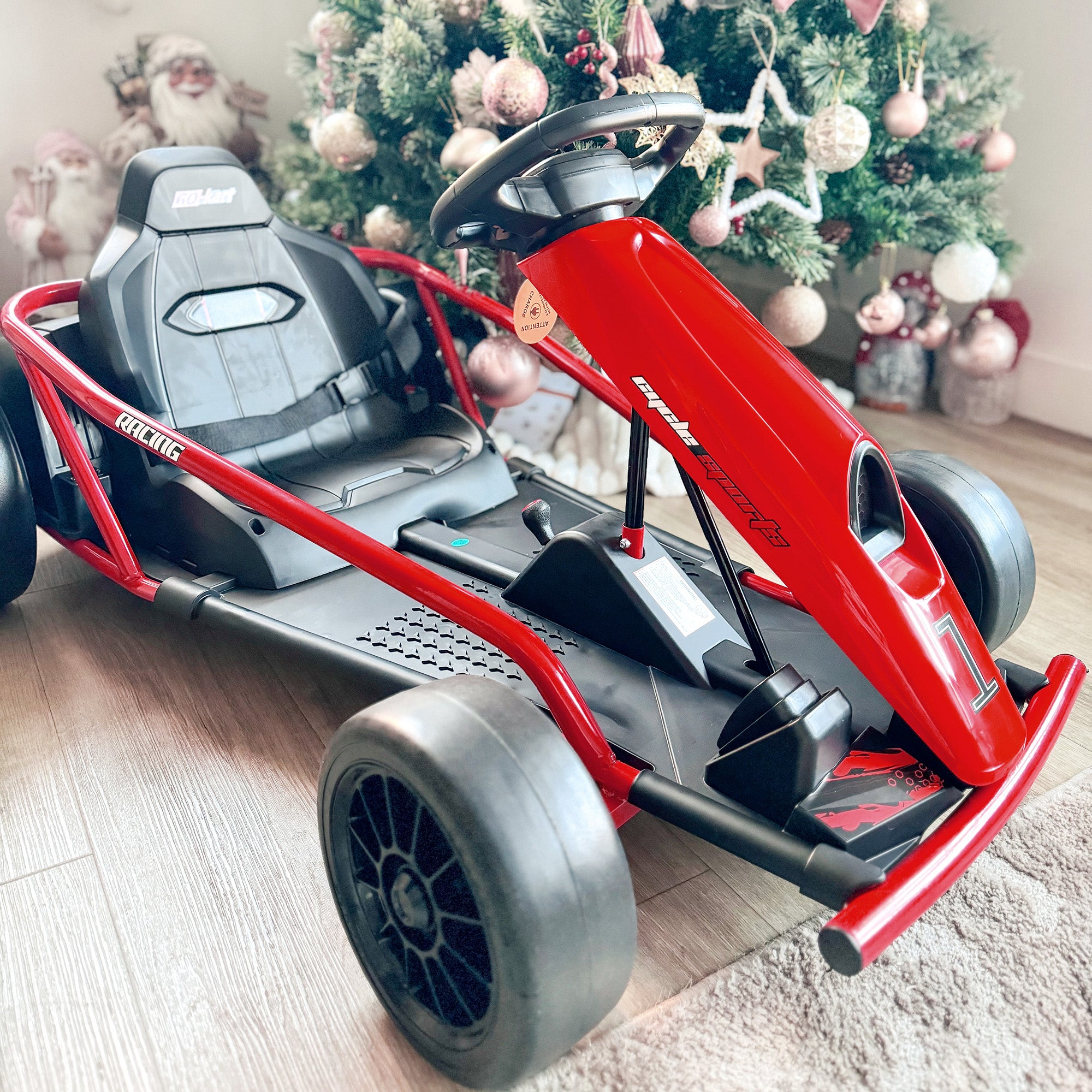 24V Electric Go Kart for Kids, Drift Ride-On Racing Go Kart with 2 Speeds, for Boys Girls Aged 8-12 Years Old, Red