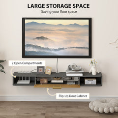 140 cm Floating TV Stand with Storage - Charcoal Grey