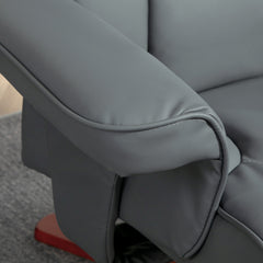 Faux Leather Manual Recliner and Footstool Set - Grey