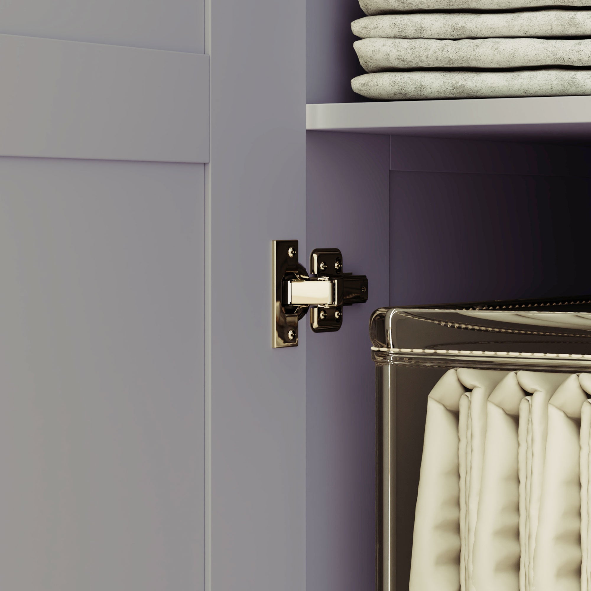 Double Paneled Door Wardrobe, with Shelves - Grey