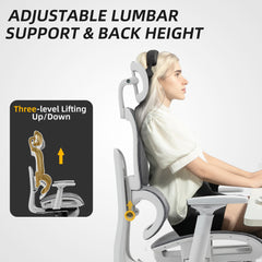 Fynco - Multi-Adjustable Mesh Office Chair - Grey and White