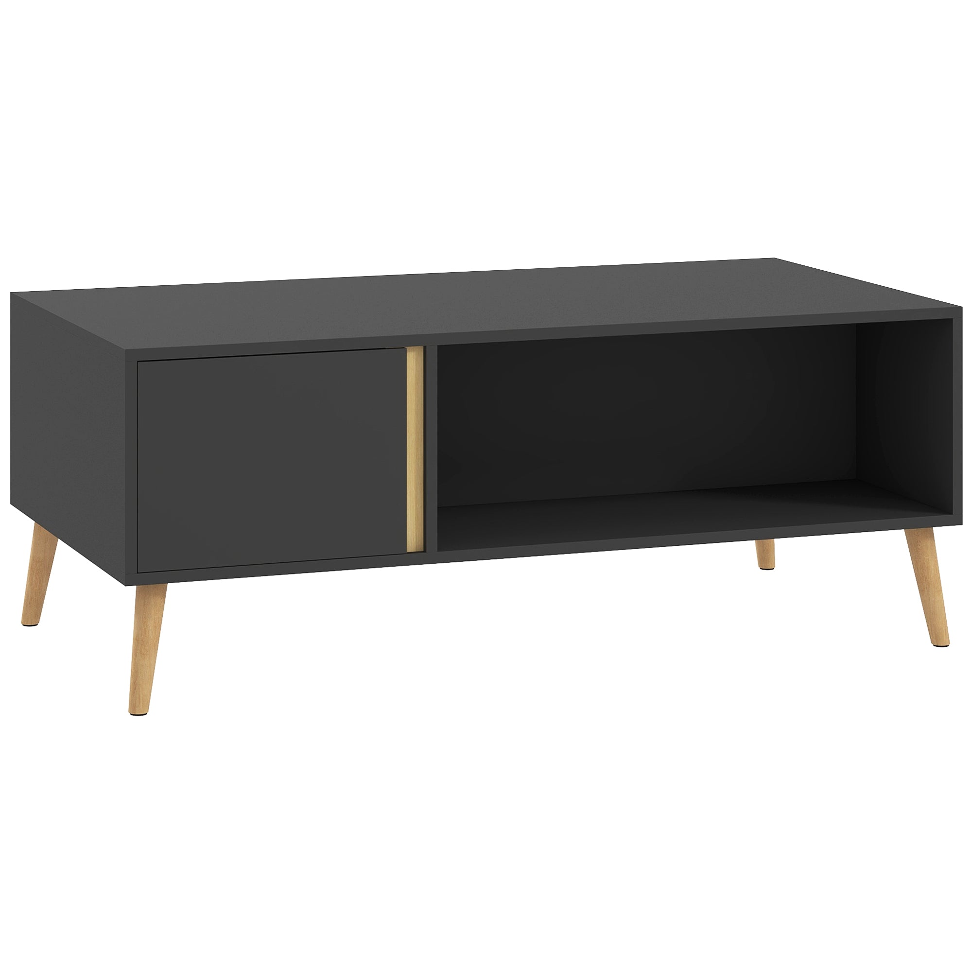 Coffee Table for Living Room, Modern Centre Table with Storage Compartments and Cabinets, Rectangular Side Table, 115x 58x 45cm, Grey