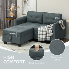 L' Shape Modular Storage Sofa - Dark Grey