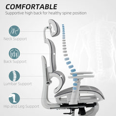 Fynco - Multi-Adjustable Mesh Office Chair - Grey and White