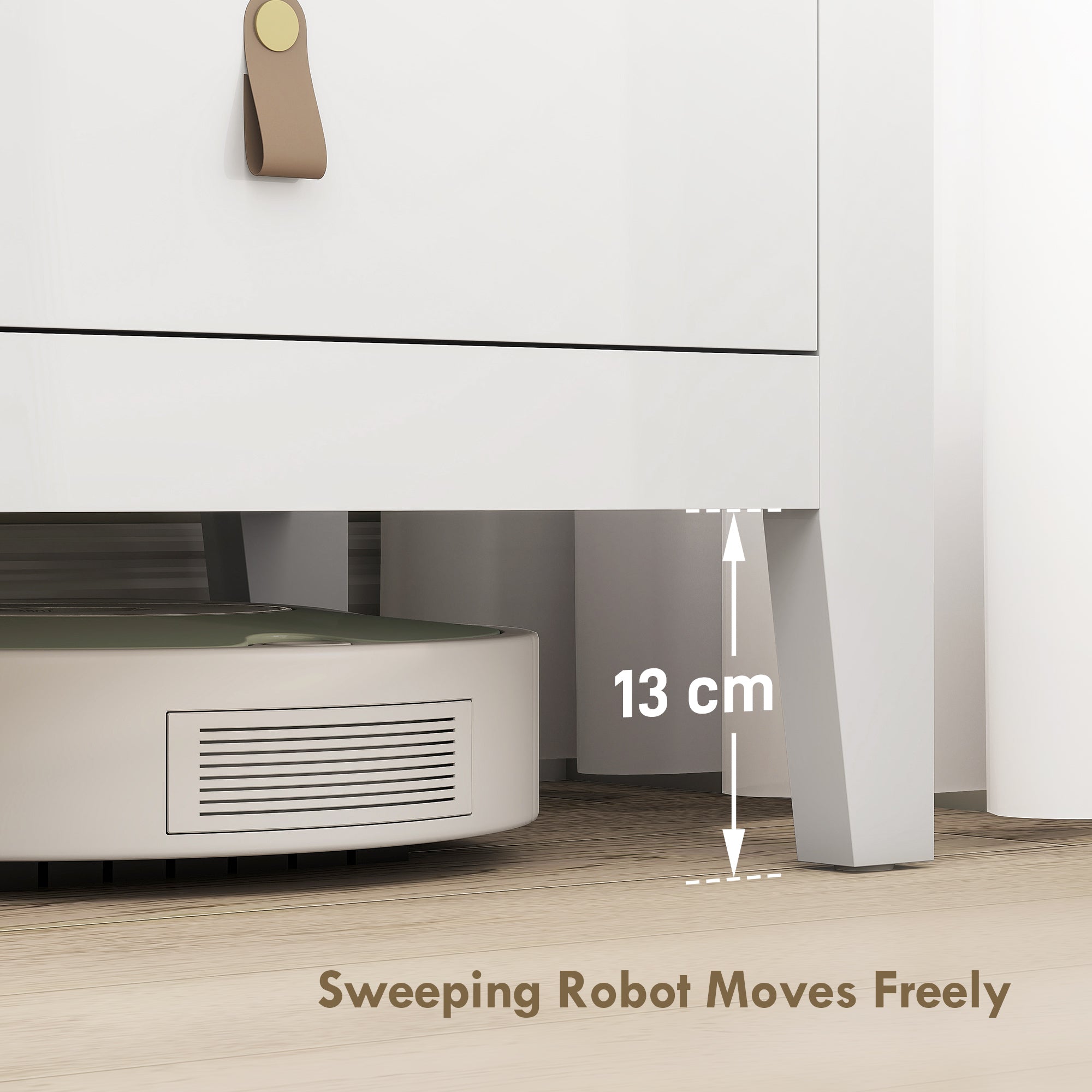 Bedroom Chest of Drawers, Modern 4 Drawer Dresser Cabinet with PU Leather Handles and Metal Runners for Living Room, Hallway, Entryway, White