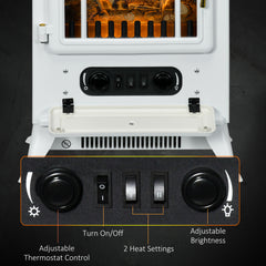 Fynco - Modern Electric Fireplace, Freestanding Electric Stove Fire with Flame Effect, 950/1850W, White