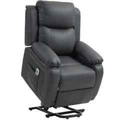 Fynco - Riser and Recliner Chair with Massage, Heat, Power Lift Recliner Chair for Elderly with Remote Control, Extended Footrest, Dual Side Pockets, Overstuffed Electric Reclining Armchair, Dark Grey