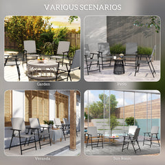 Set of Four Folding Rattan Seat Chairs - Grey