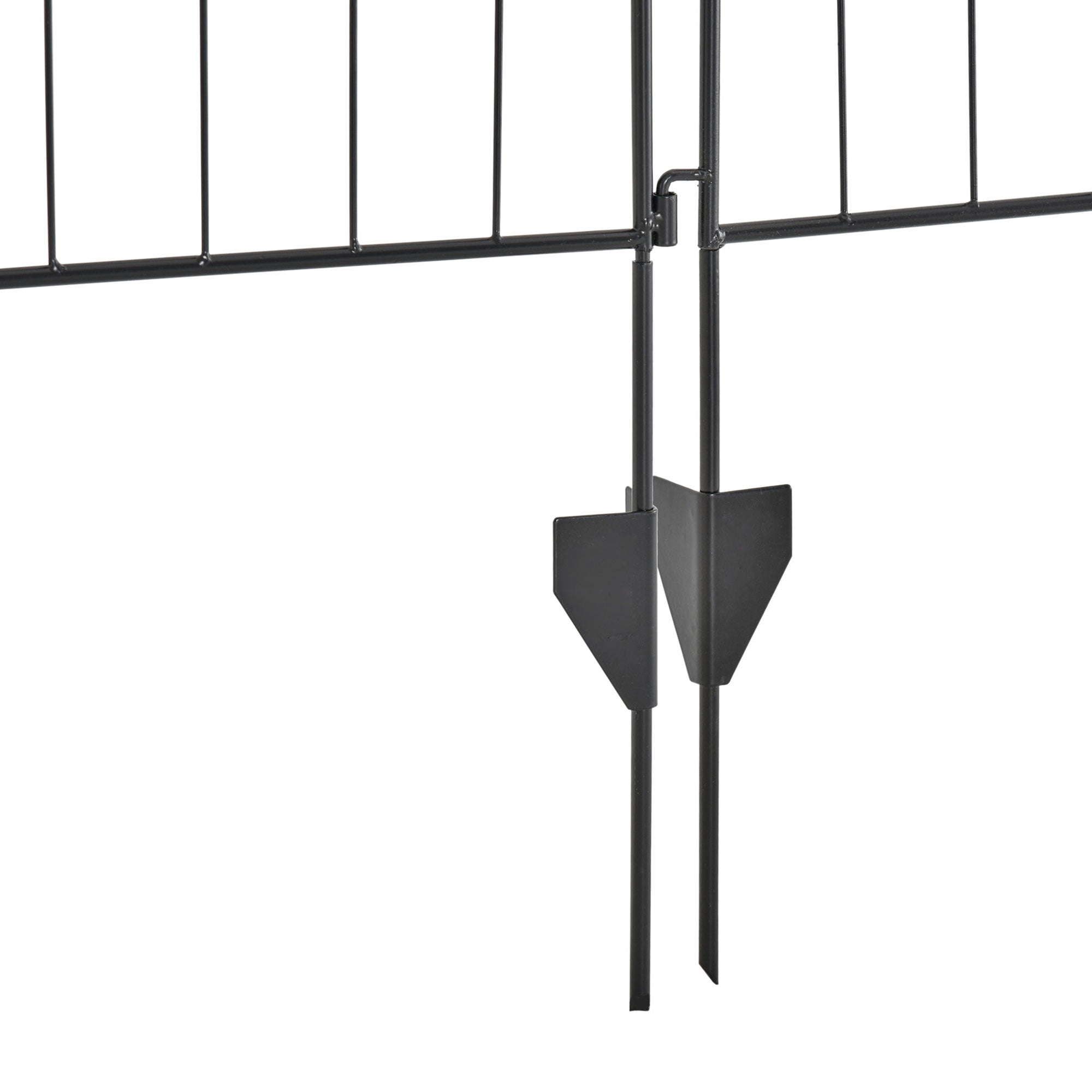 Fynco - Set of 2 Decorative Garden Fence, 8 Panels Metal Picket Fence, Versatile Shapes for Patio Lawn, 365cm x 112cm, Black