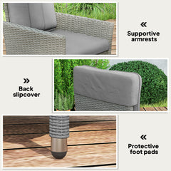 105°-150° Reclining Rattan Chair - Grey