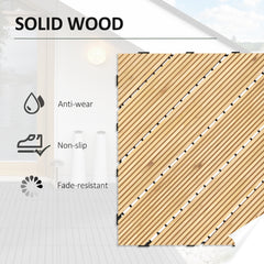 27 Pcs Wooden Interlocking Decking Tiles, 30 x 30 cm Anti-slip Outdoor Flooring Tiles, 0.81㎡ per Pack, All Weather Use for Patio, Balcony, Terrace, Hot Tub, Yellow