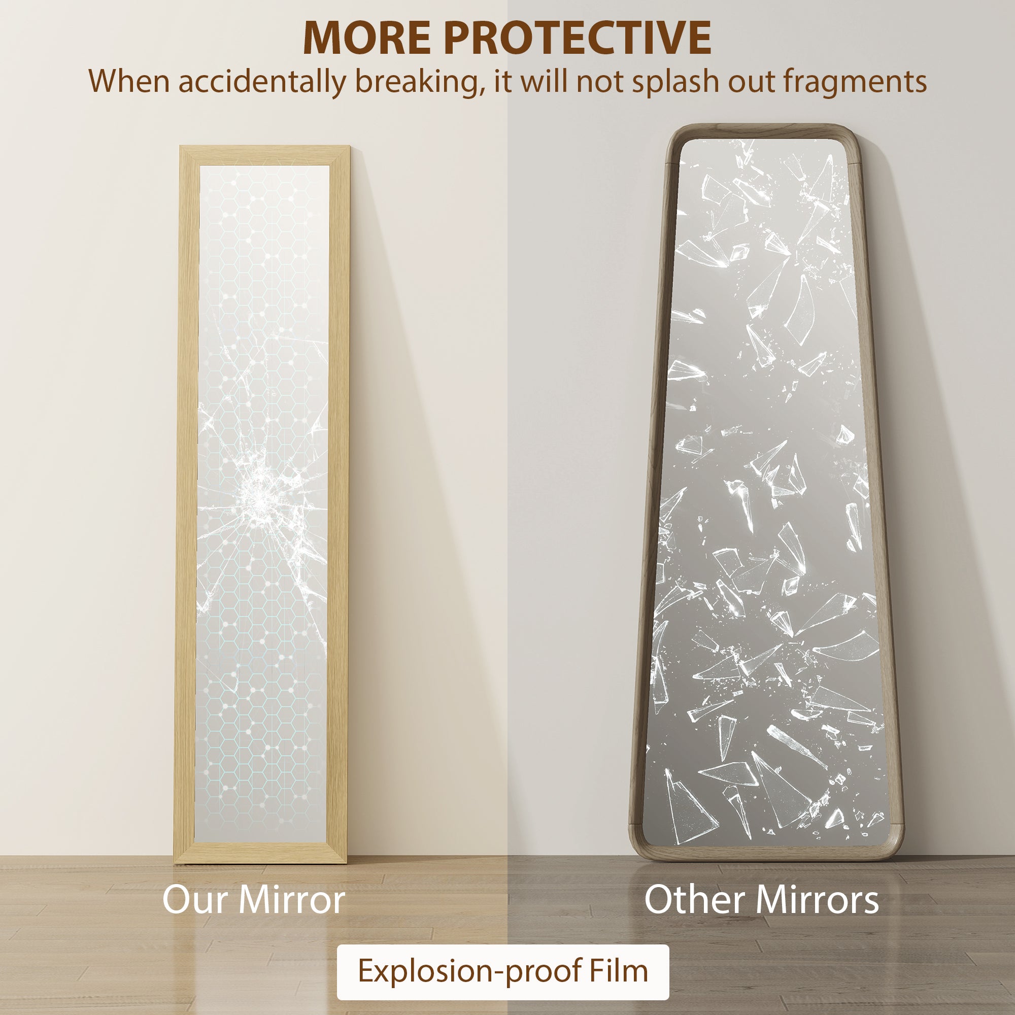 Fynco - 37 x 157 cm Full Length Mirror - Natural