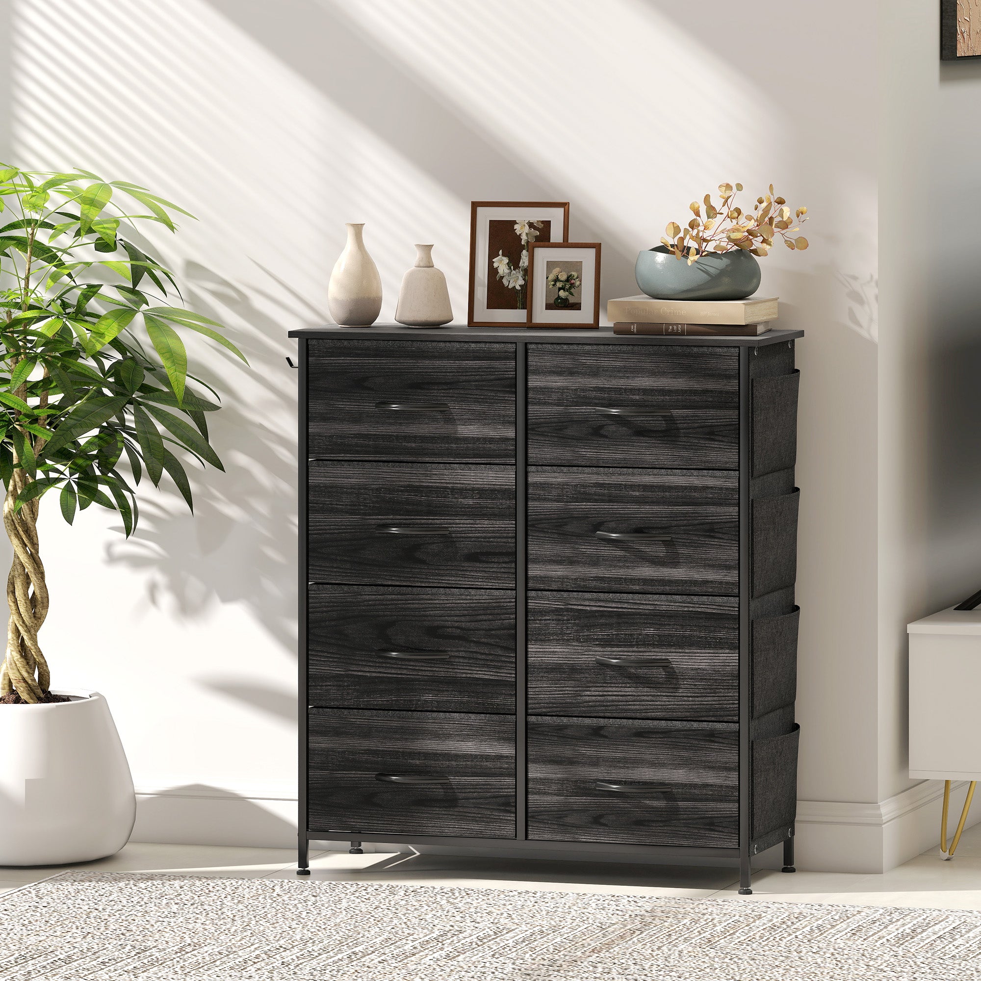 Chest of Eight Fabric Drawers - Black