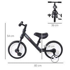 11 Inch Kids Balance Bike Training Pedal Bicycle W/ Removable Stabilizers EVA Tyres Adjustable Seat Height 2 to 5 Years Gift for Boys Girls Black