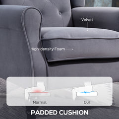 Wingback Accent Chair, Retro Upholstered Button Tufted Occasional Chair for Living Room and Bedroom, Charcoal Grey