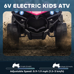 AIYAPLAY 6V Kids ATV, 4 Wheeler Electric Ride on Car with Music and LED Headlights, for Ages 3-8 Years Boys and Girls, Pink